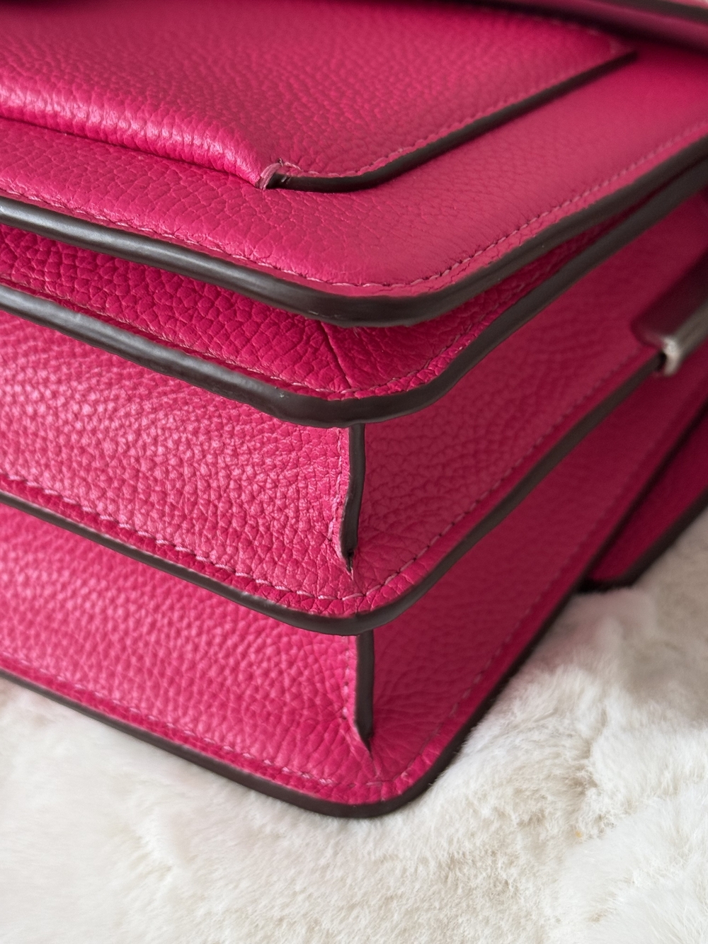 🌷 AUTH Coach Dragonfruit CH735 Fuchsia Pink Leather Tabby 26  Handbag Bag - Picture 6 of 16